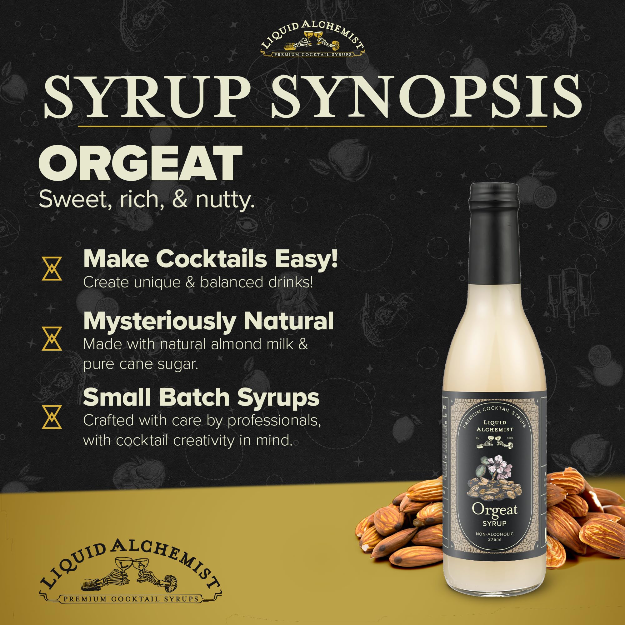 Liquid Alchemist orgeat syrup mai tai setup with lime and rum.