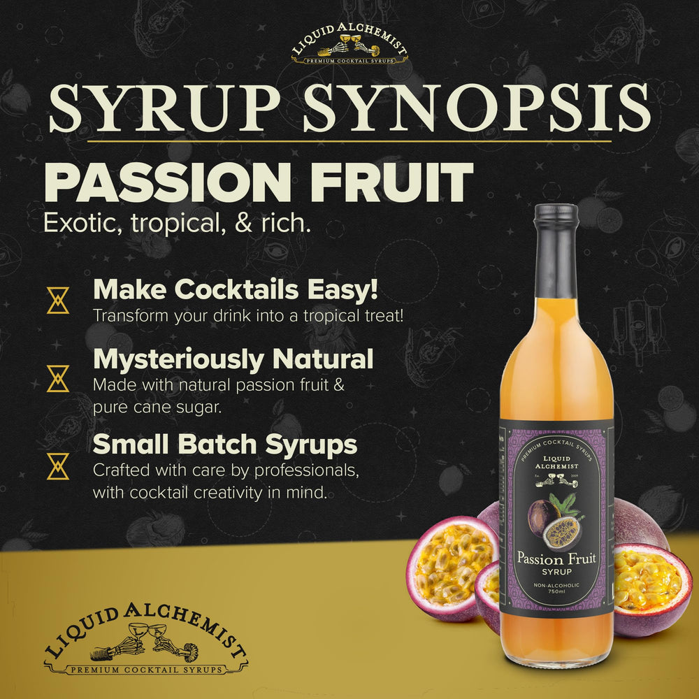 Liquid Alchemist Passion Fruit Syrup adds bright cocktail flavor.