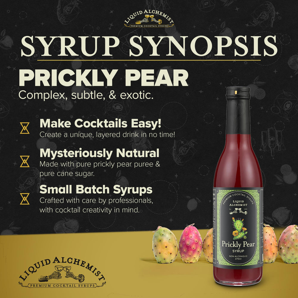 Prickly pear cocktail in a glass using Liquid Alchemist syrup.