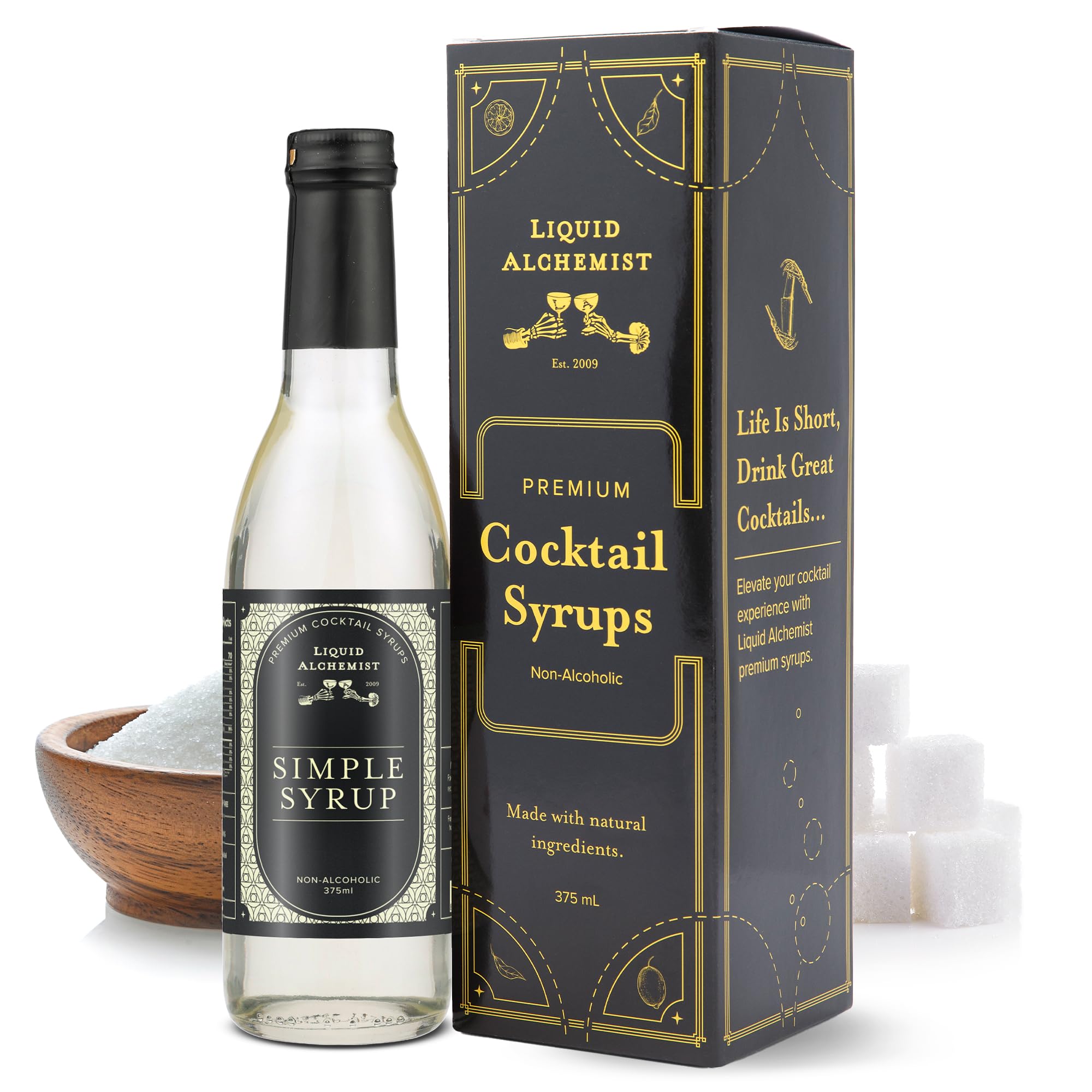 Liquid Alchemist Simple Syrup bottle front for classic cocktails