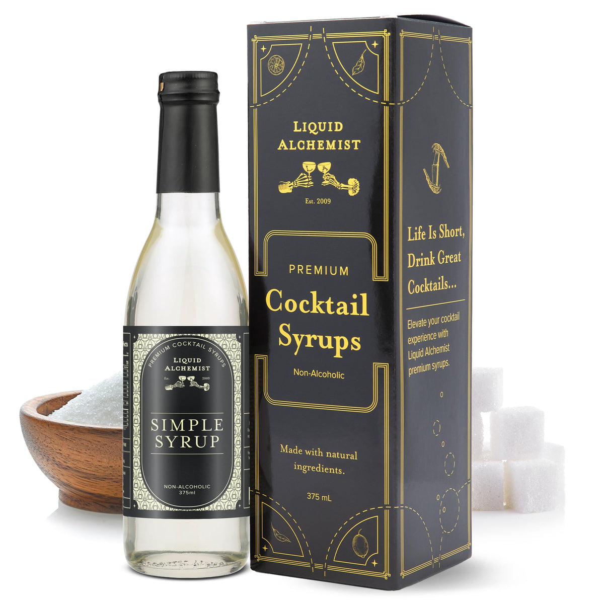 Liquid Alchemist Simple Syrup bottle front for classic cocktails