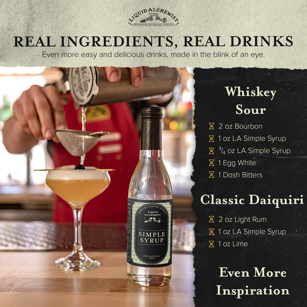 Liquid Alchemist ingredients list with non-GMO cane sugar and water
