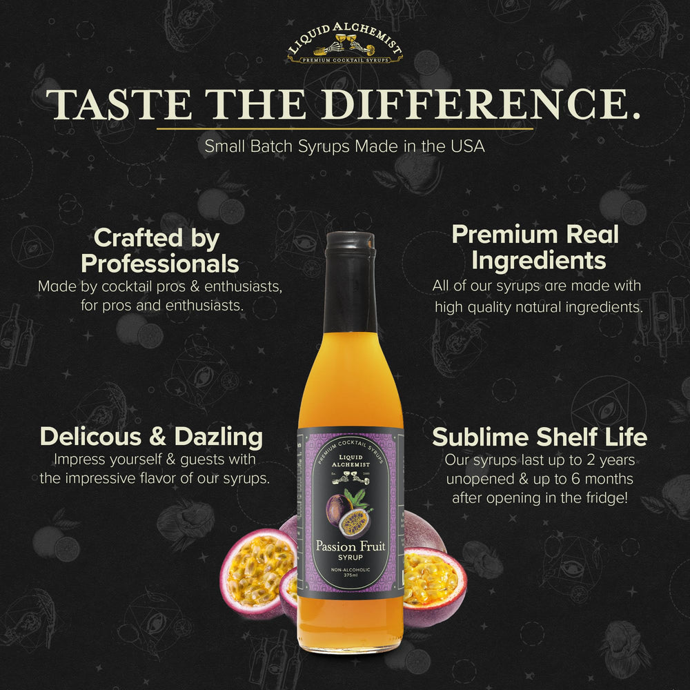 Liquid Alchemist syrup adds fruity depth to tea, coffee, and mocktails.