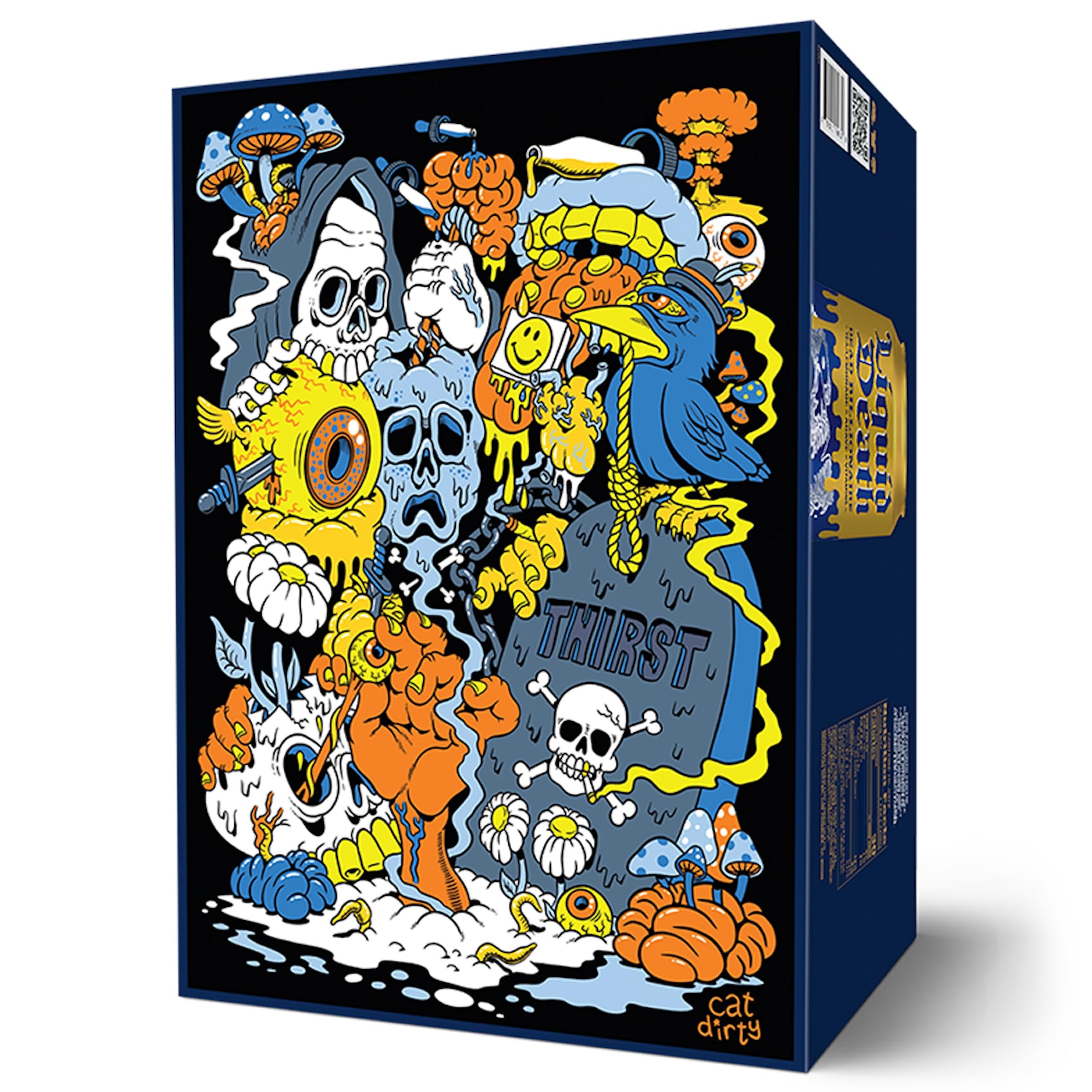 Liquid Death Dead Billionaire eight-pack layout displaying convenient multipack stocking benefit