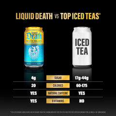 Liquid Death Death Island can on ice with pineapple slice illustrating tropical flavor