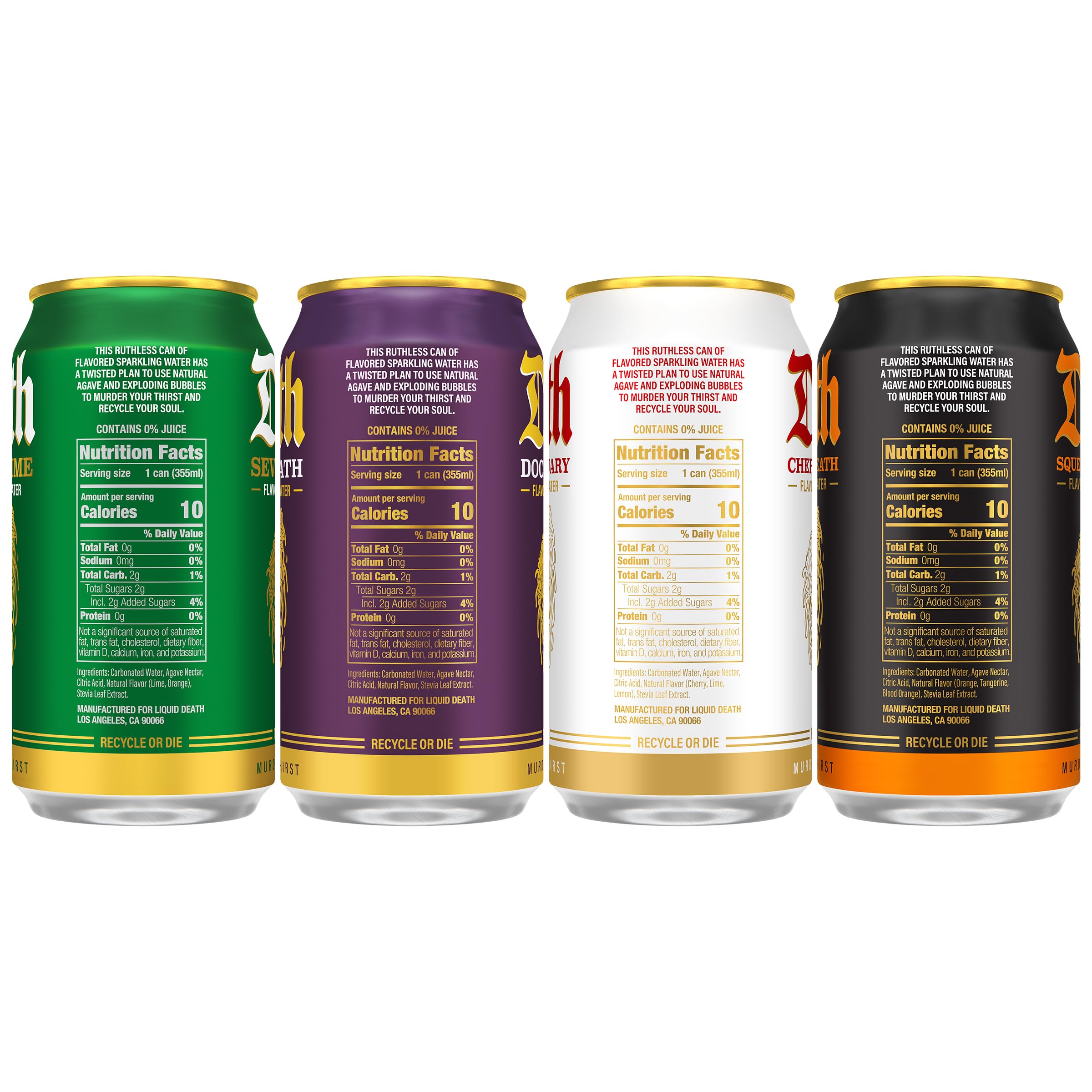 Liquid Death Doctor Death can label detail showing cola-style design and bold taste