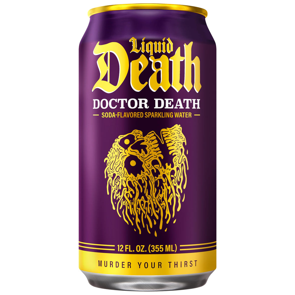 Liquid Death Doctor Death cream-vanilla image emphasizes rich flavor without caffeine.