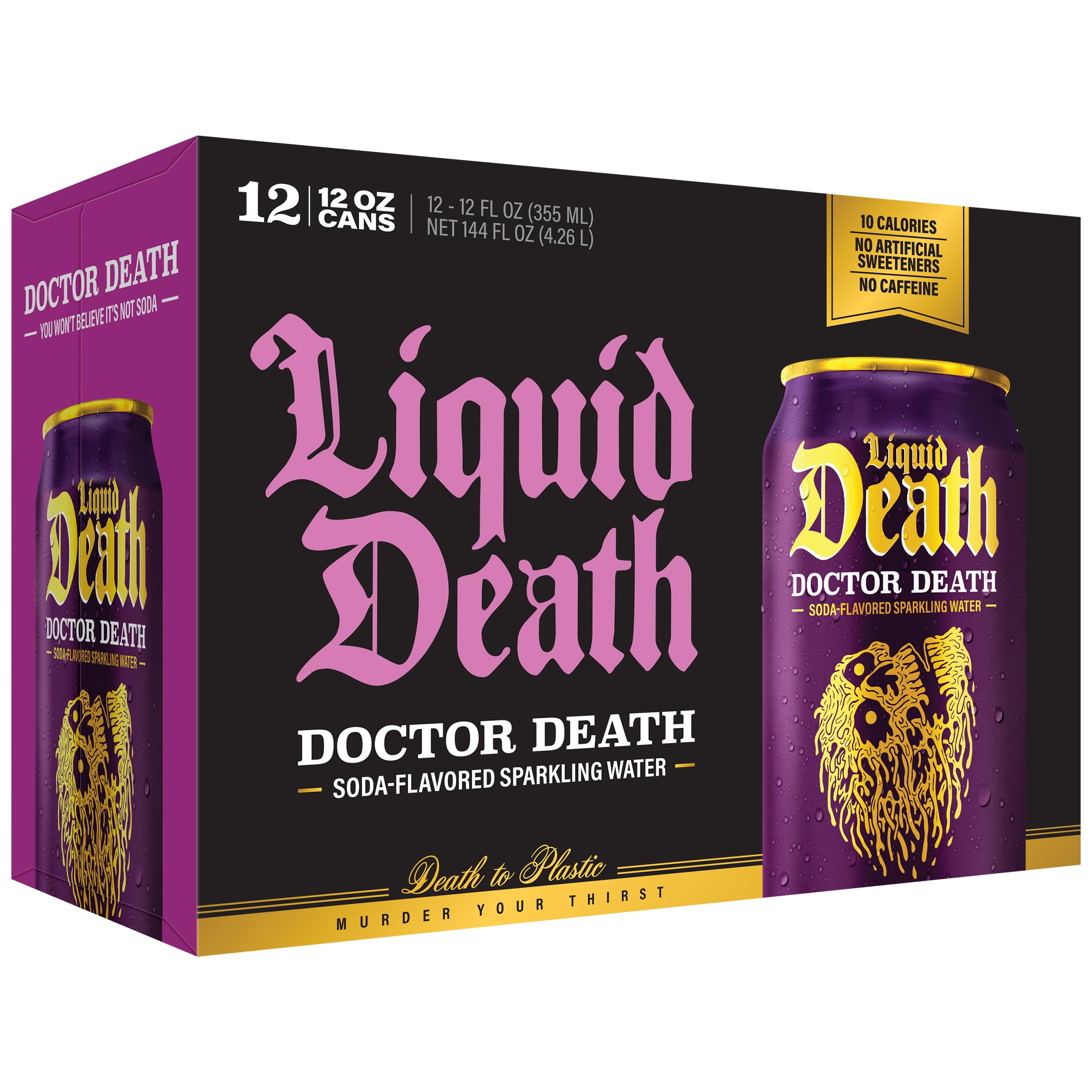 Fridge display of Doctor Death cans ready to chill and sip.