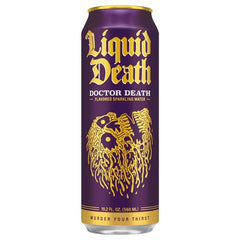 Liquid Death front can view showing label and premium appeal