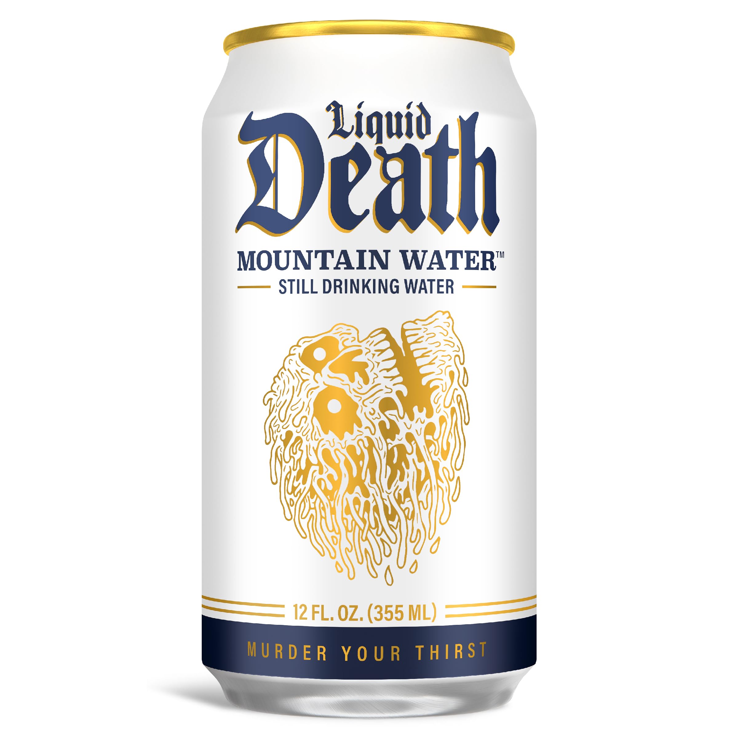 Liquid Death ice-cold cans on ice, ideal for quick refreshment.