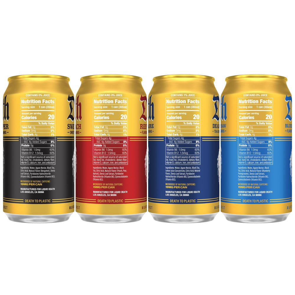 Lemonade flavor Liquid Death iced tea can with citrus freshness