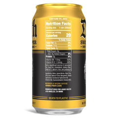 Liquid Death Sweet Reaper can closeup – natural caffeine boost with no artificial sweeteners.