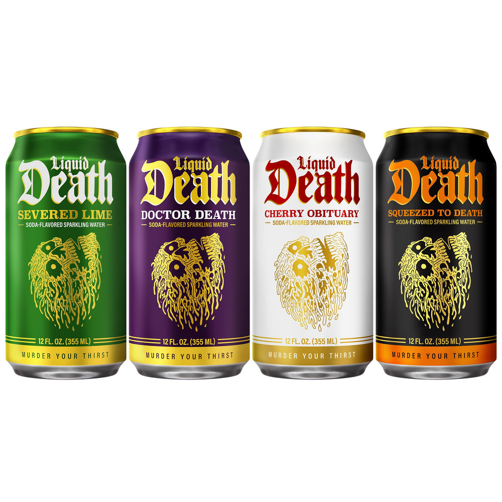 Liquid Death lime can close-up highlighting citrus texture and bright flavor