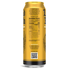 Liquid Death Mango Chainsaw can pour into a glass, ideal for entertaining.