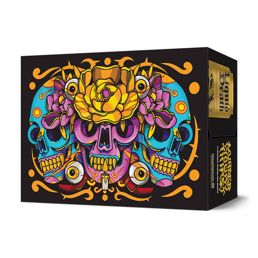 Liquid Death Mango Chainsaw recyclable aluminum can supports sustainable packaging.