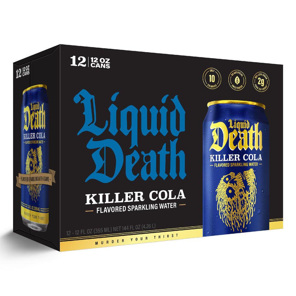 Liquid Death can conveys caffeine-free cola experience for any time