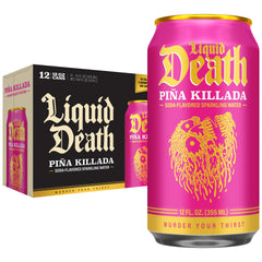 Liquid Death Piña Killada bottle highlights tropical pineapple flavor for refreshing hydration