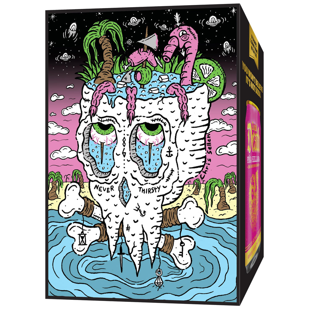 Liquid Death Piña Killada label-art focuses on bold branding and tropical vibe