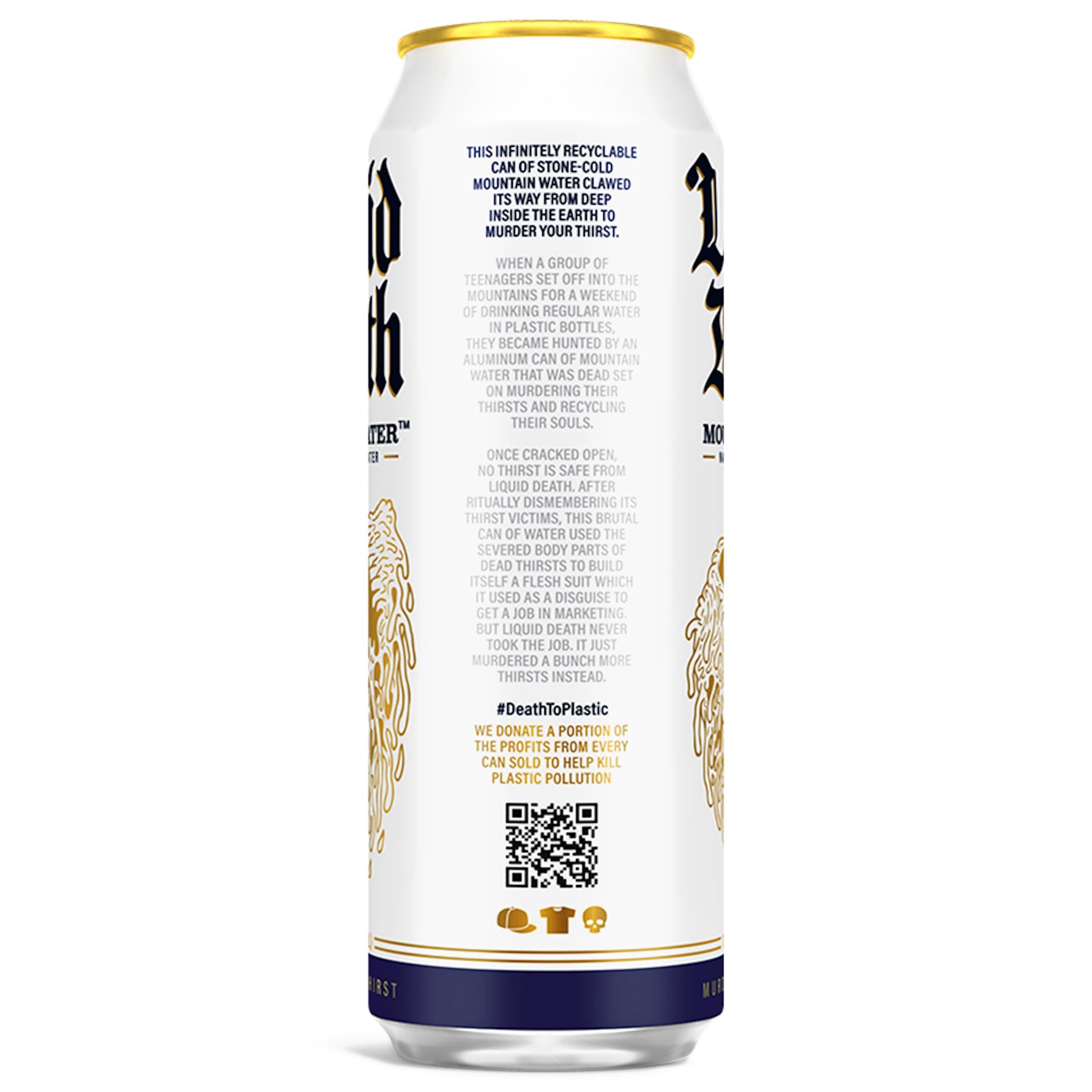 Liquid Death pouring into glass illustrating clear taste and immediate refreshment