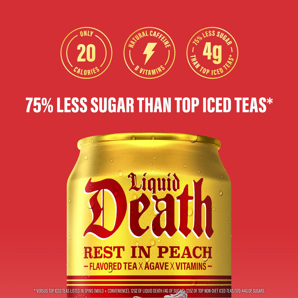 Rest in Peach flavor profile on the can shows peach, pear, and apricot blend.