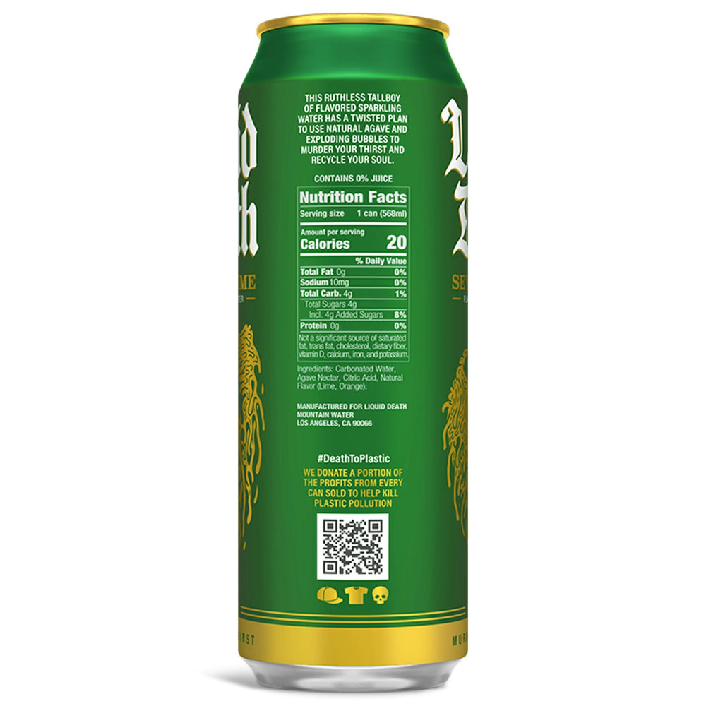 Liquid Death Severed Lime held in hand to show can size and portable convenience