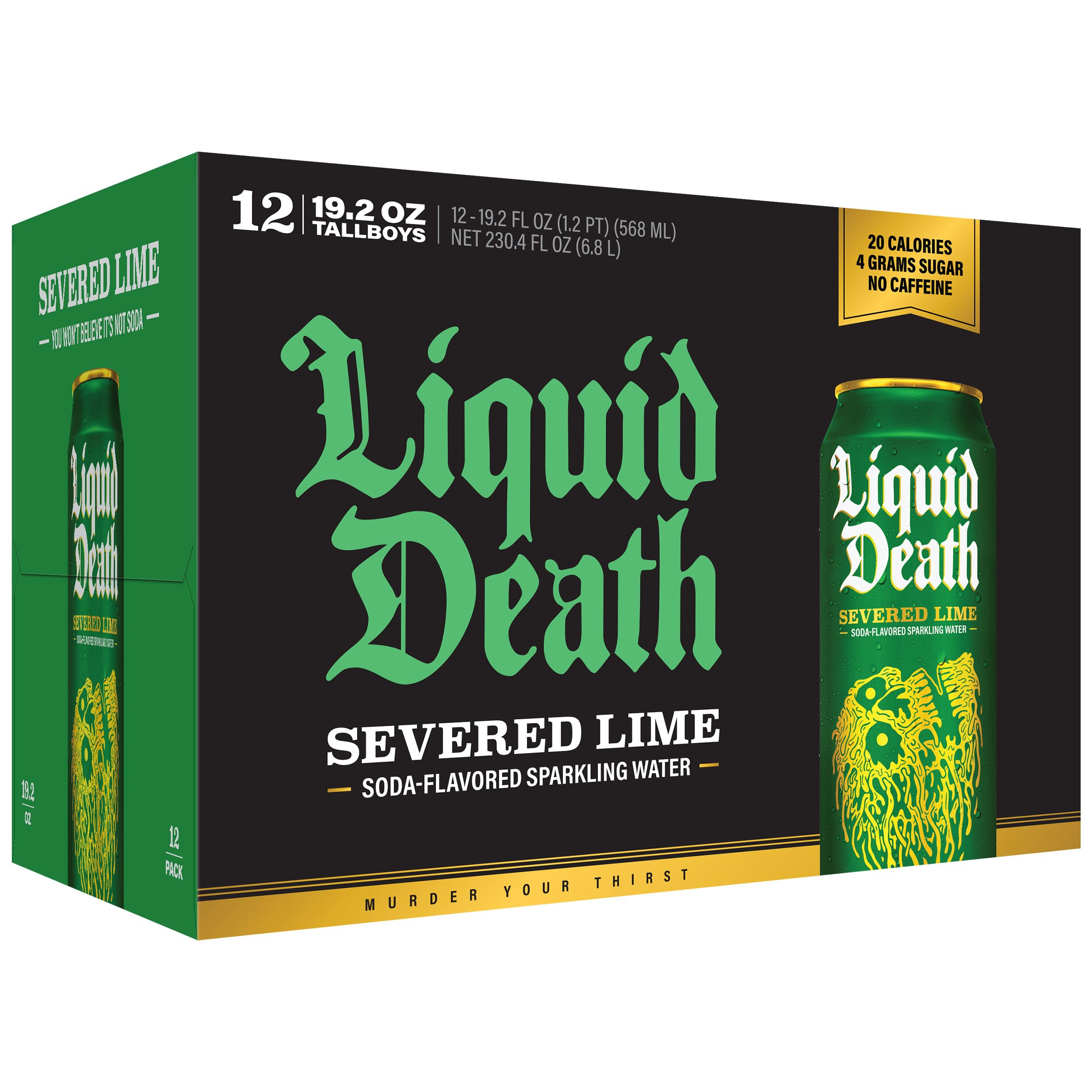 Liquid Death Severed Lime label art enhances shelf appeal.