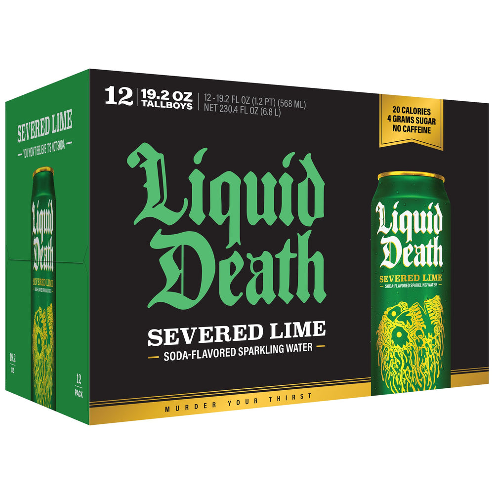 Liquid Death Severed Lime label art enhances shelf appeal.