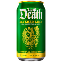 Liquid Death Severed Lime being poured for a fizzy sip