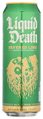 Liquid Death side label close-up showing product details and lime artwork for easy identification