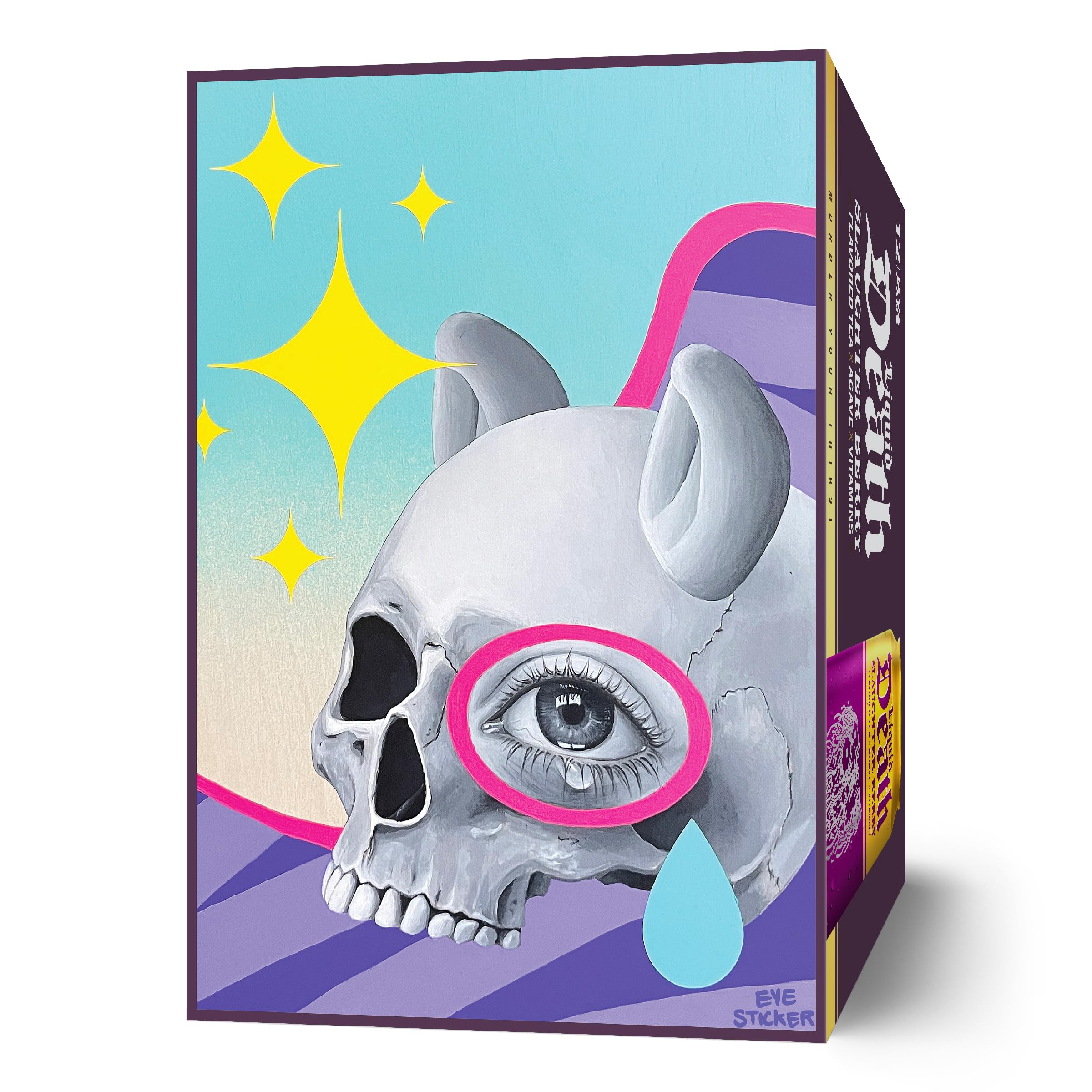 Liquid Death Slaughter Berry label with vitamin B icons.
