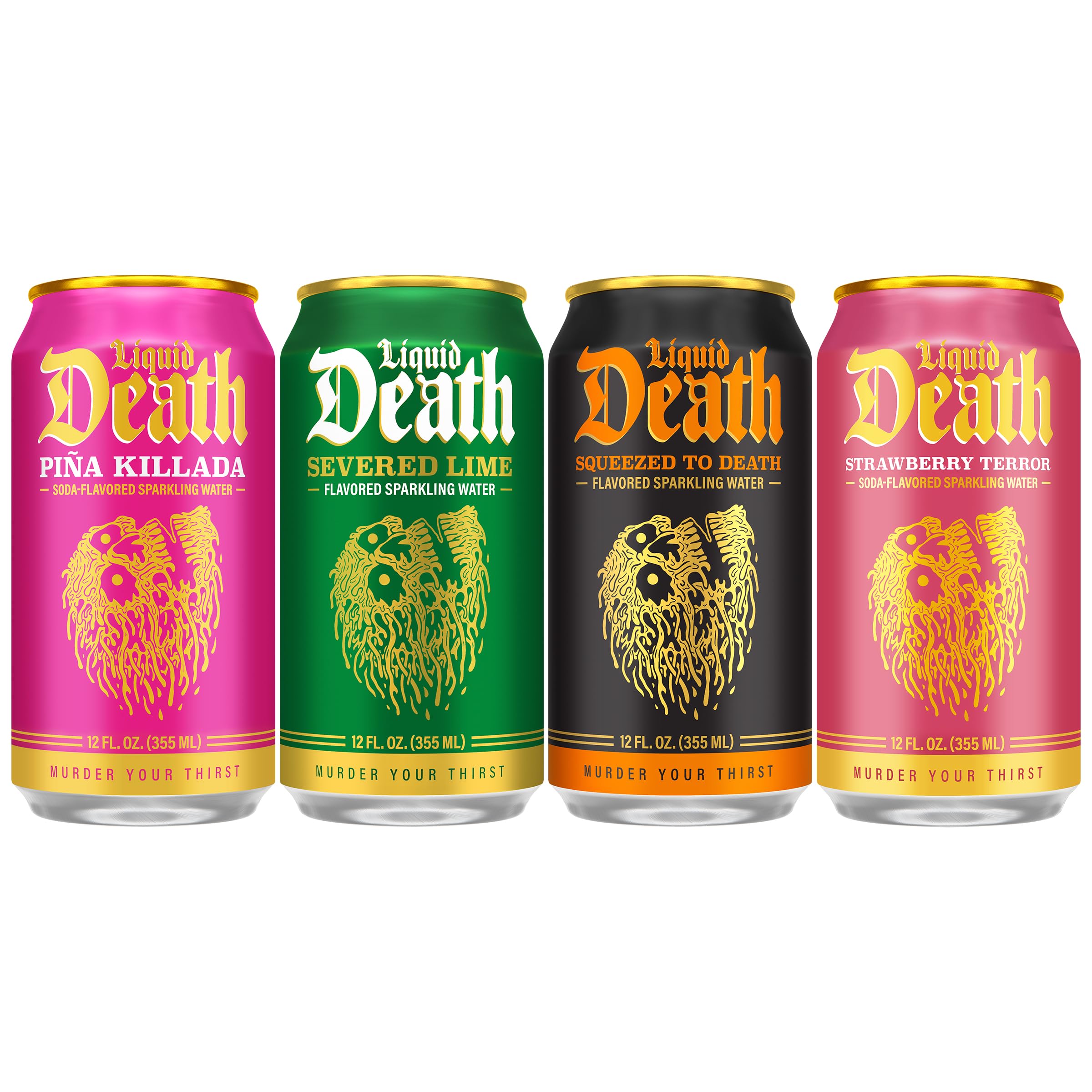 Liquid Death Orange flavor sparkling water can, bold caffeine-free orange sparkle
