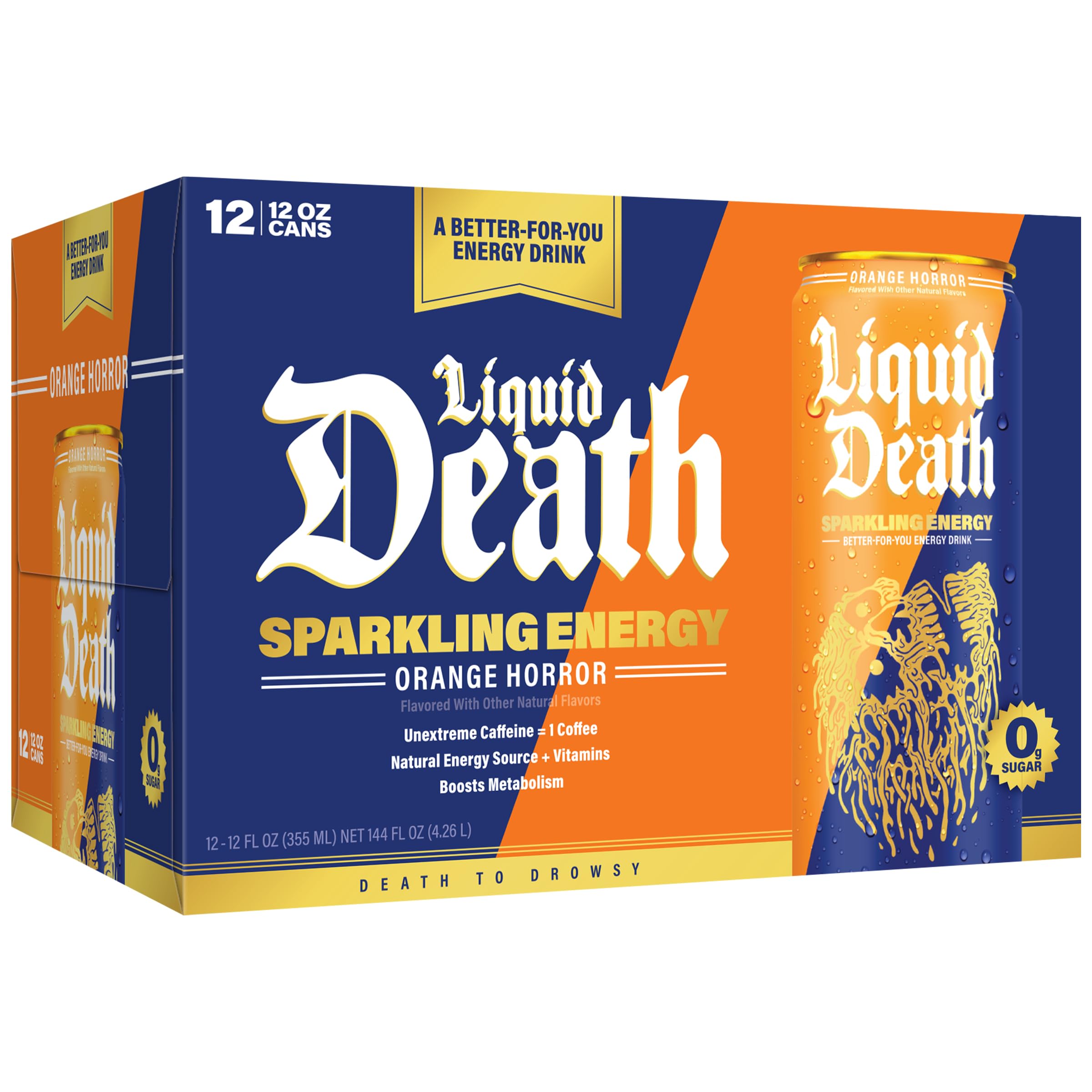 Liquid Death Orange Horror in a gym bag scene, suggesting pre or post-workout energy.