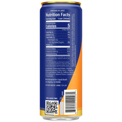 Liquid Death Orange Horror side view can showcasing compact, easy-to-drink format.