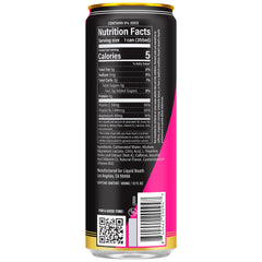 Close-up of the can highlights 100 mg caffeine for steady energy.