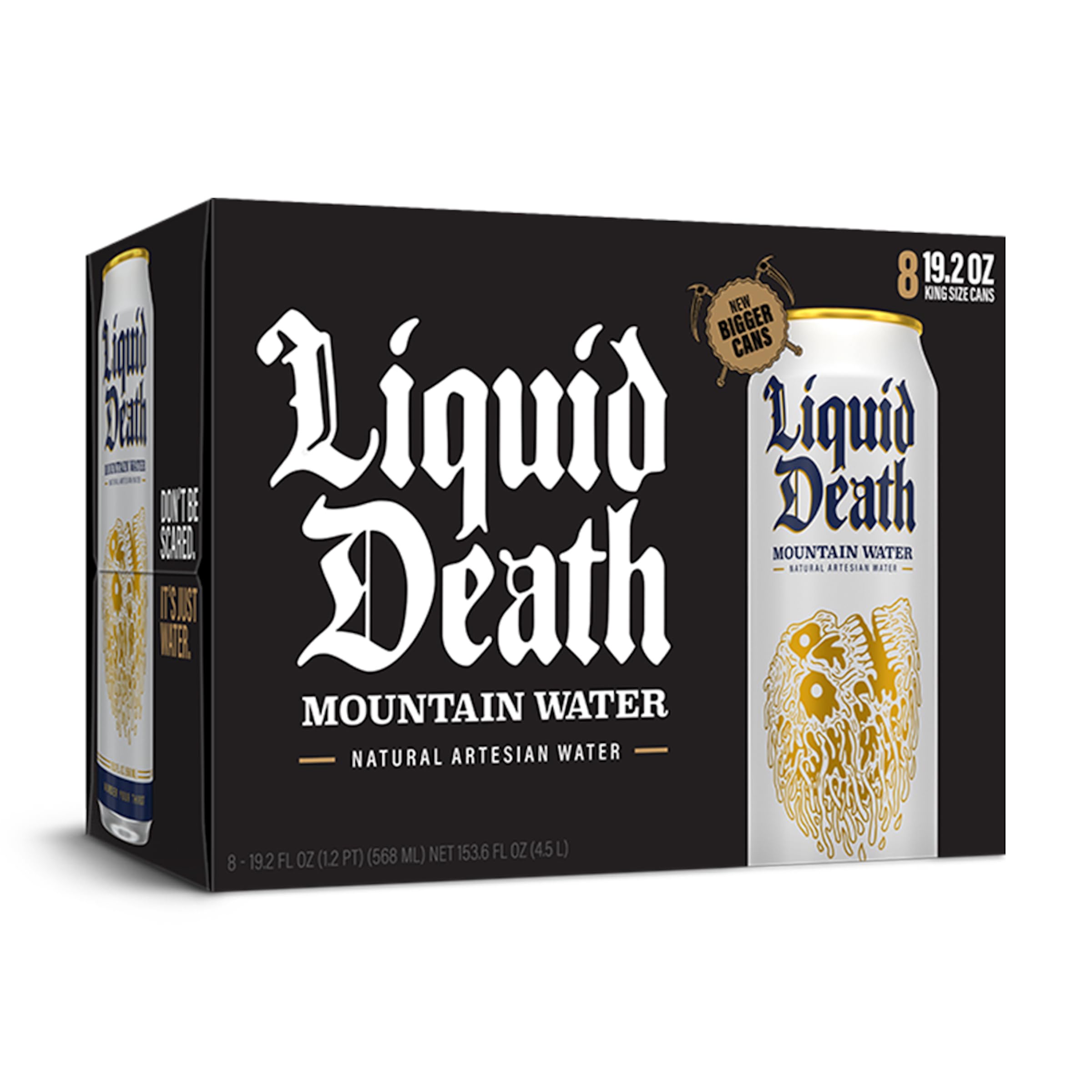 Liquid Death can beside plastic bottle comparing recyclability and reduced waste