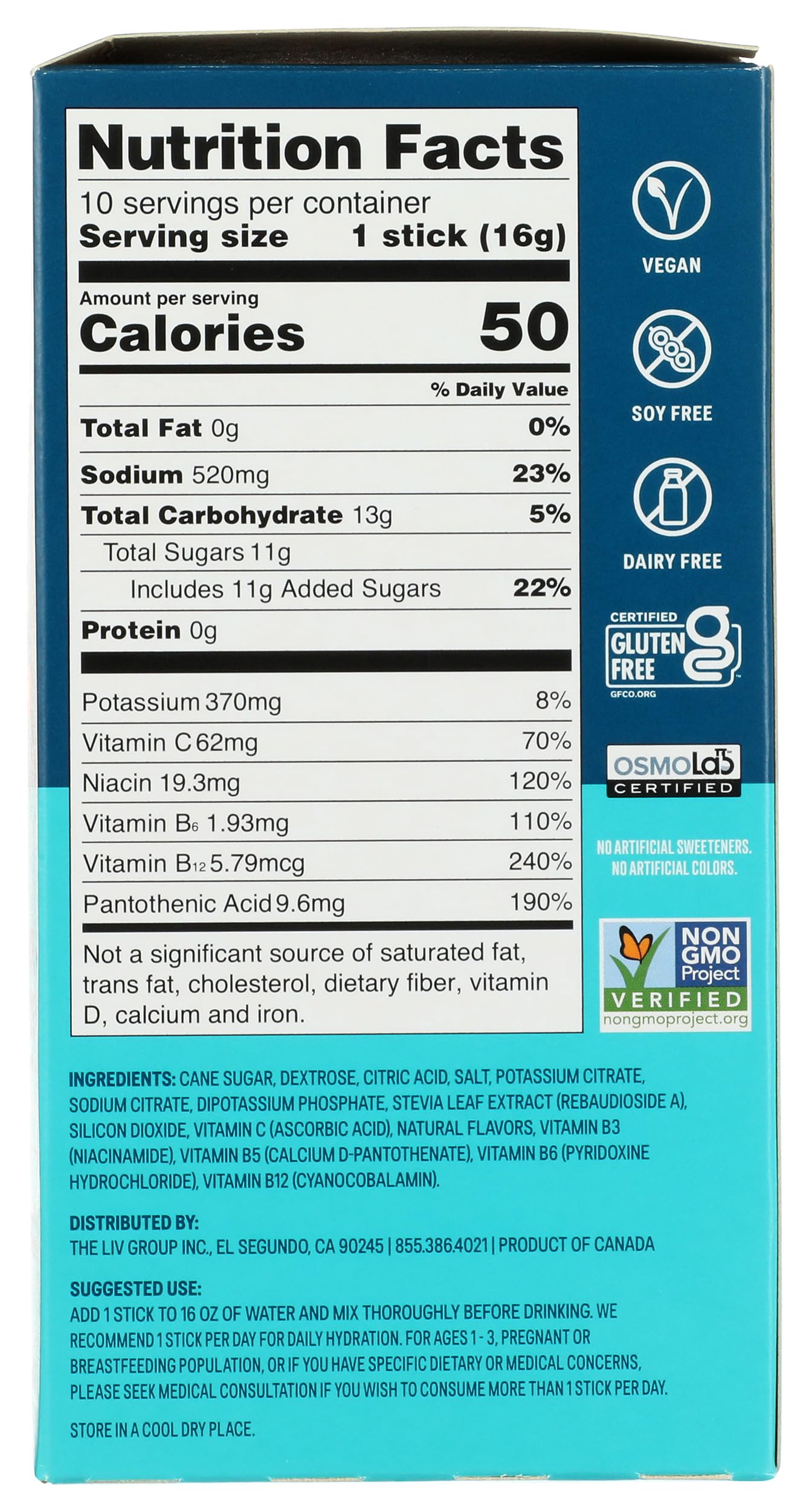 Liquid I.V. Hydration Multiplier Strawberry nutrition label close-up