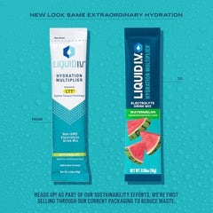 Liquid I.V. Watermelon powder mixed in glass for hydration