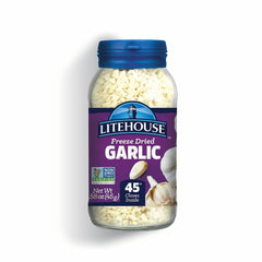 Litehouse Freeze Dried Garlic bottle in pantry for quick, flavorful meals.