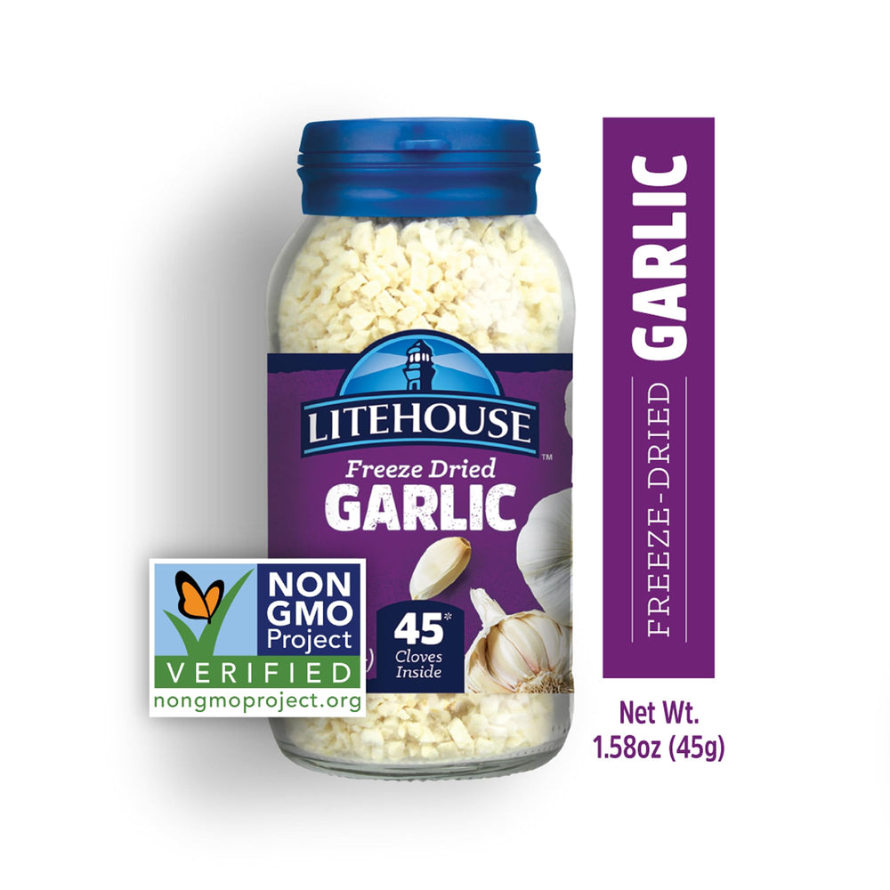 Litehouse Freeze Dried Garlic kitchen drawer showcases pantry staple for ready flavor.