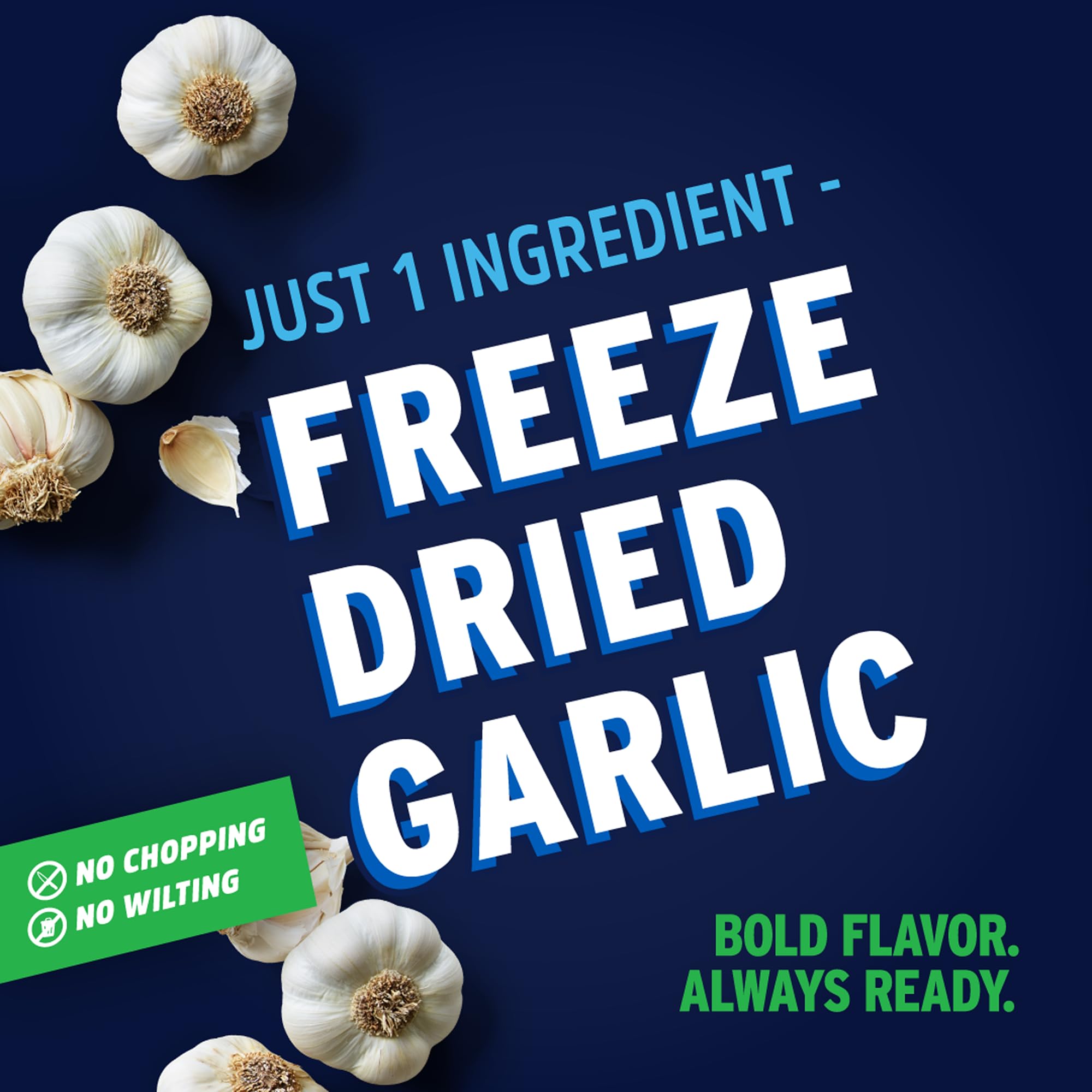 Litehouse Freeze Dried Garlic label close-up emphasizing quality and non-GMO sourcing.
