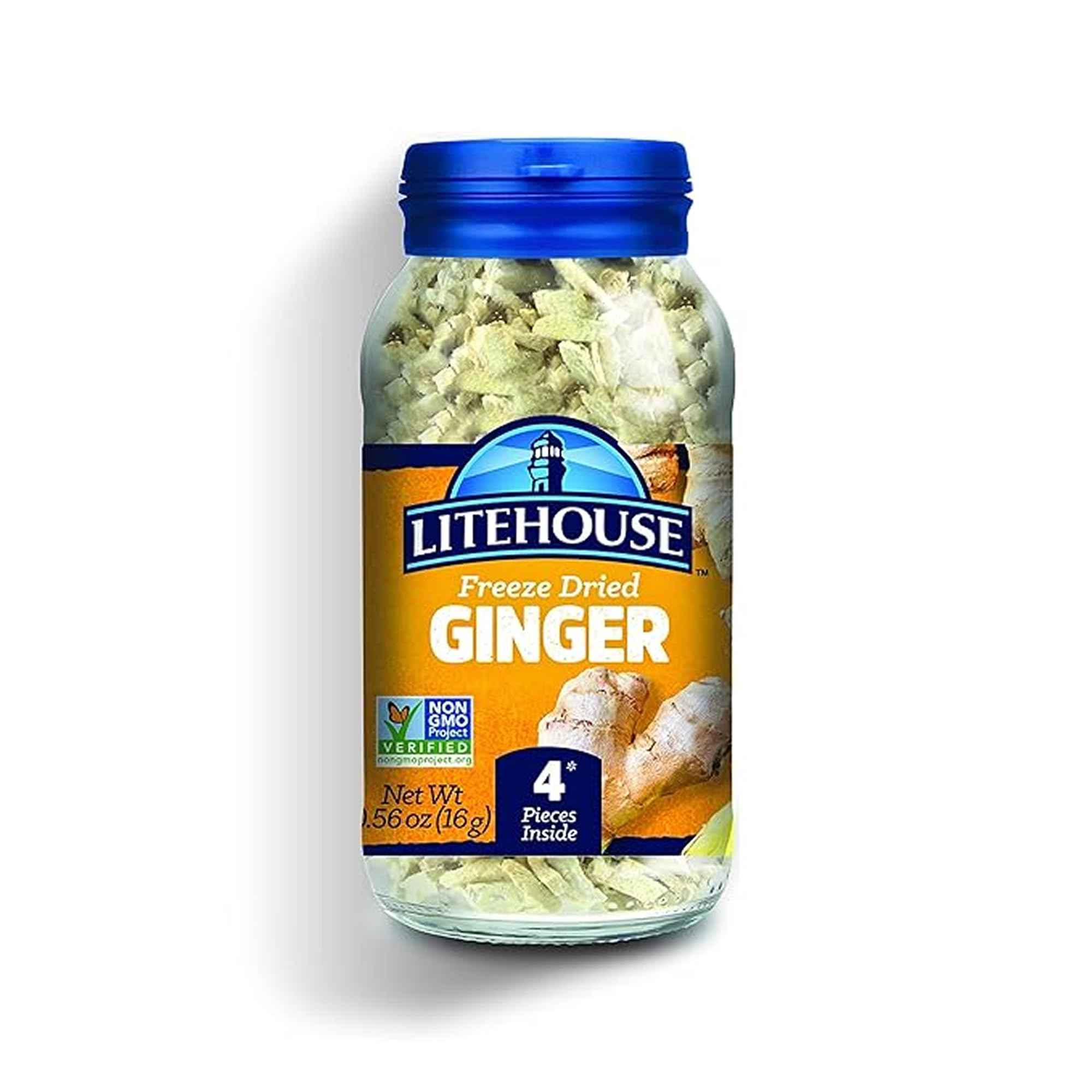 Litehouse freeze-dried ginger flakes ready to season dishes with bold aroma.
