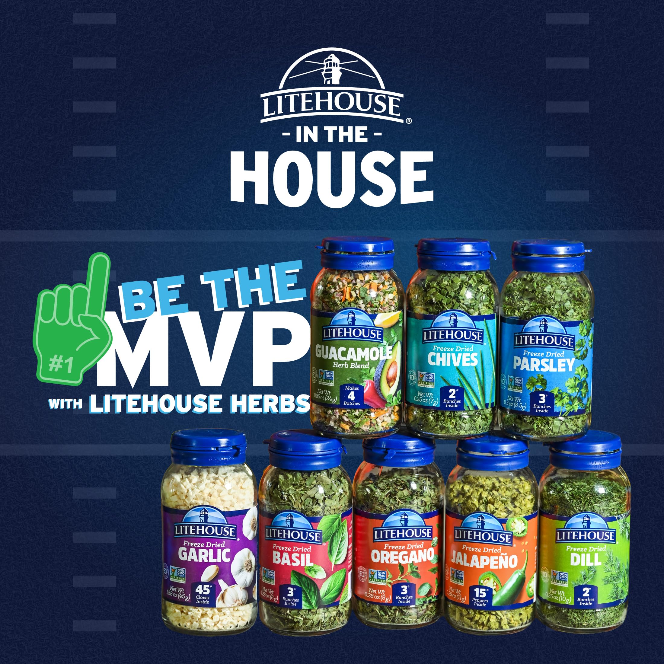 Litehouse Freeze Dried Jalapeno Peppers on guacamole for instant flavor boost.