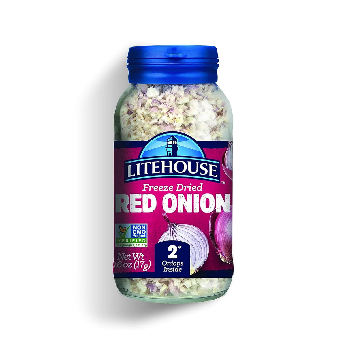 Litehouse Freeze Dried Red Onion bottle in pantry for convenient seasoning