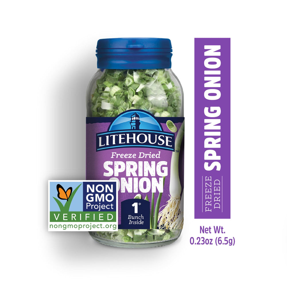 Litehouse Freeze Dried Spring Onion resealable pack for easy storage.