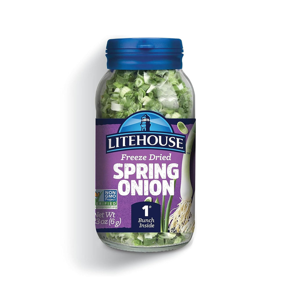 Litehouse Freeze Dried Spring Onion packaging highlights convenience and freshness.