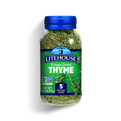 Litehouse Freeze Dried Thyme bottle shows convenient flavor with preserved aroma.