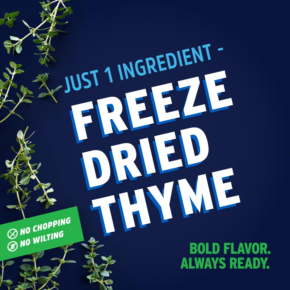 Litehouse Freeze Dried Thyme jar label highlights quality and versatile seasoning.
