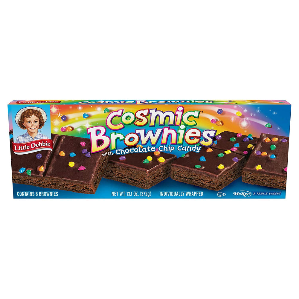 Little Debbie Cosmic Brownies pack: fudgy chocolate brownie bites.