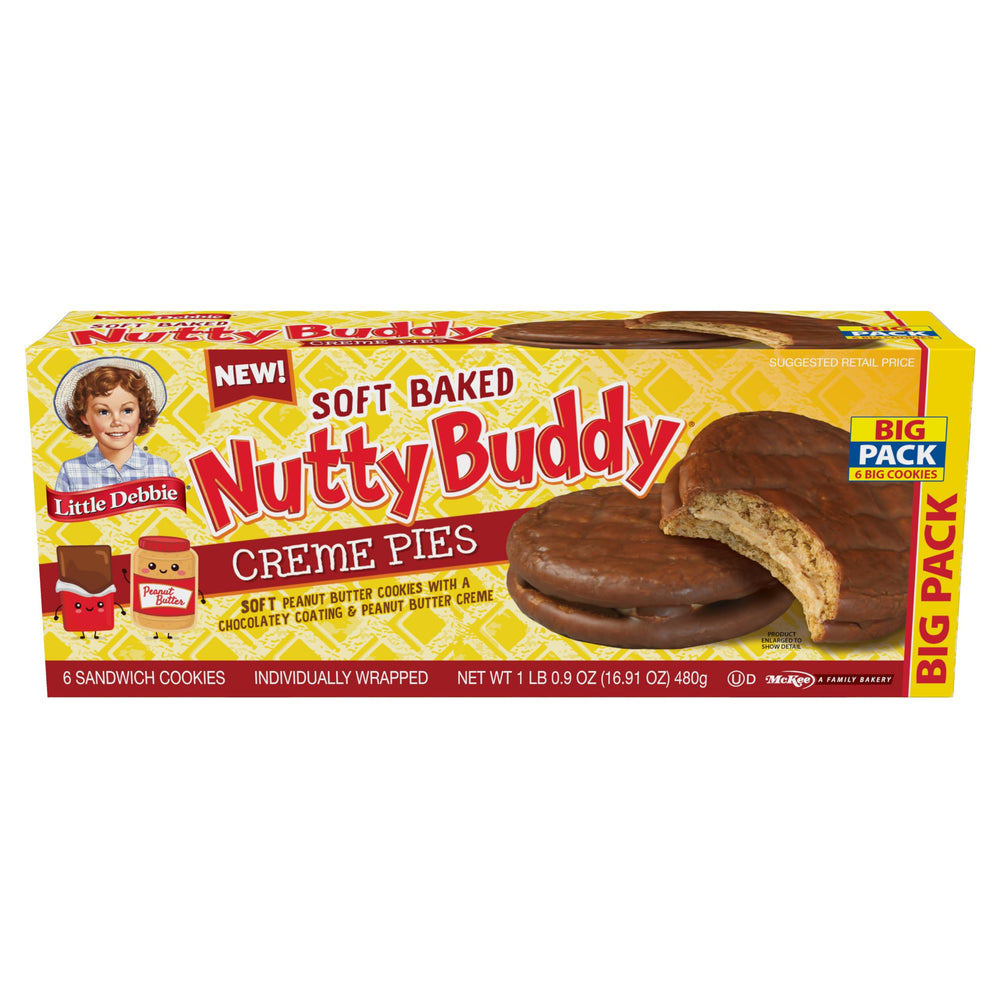 Little Debbie Nutty Buddy Creme Pies box front, perfect for on-the-go lunchboxes.