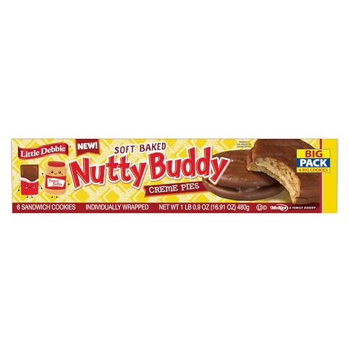 Little Debbie Nutty Buddy Creme Pies individually wrapped big sandwich cookies, ideal for sharing.